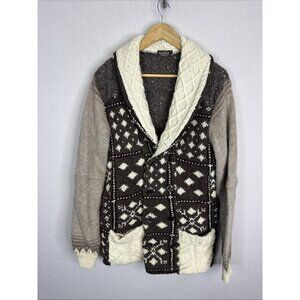 Handcut By Preloved Chunky Cable Knit Shawl Collar CardiganCanada Men’s M Aran